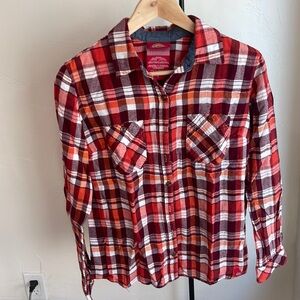 - Dickies orange plaid button up 100% cotton